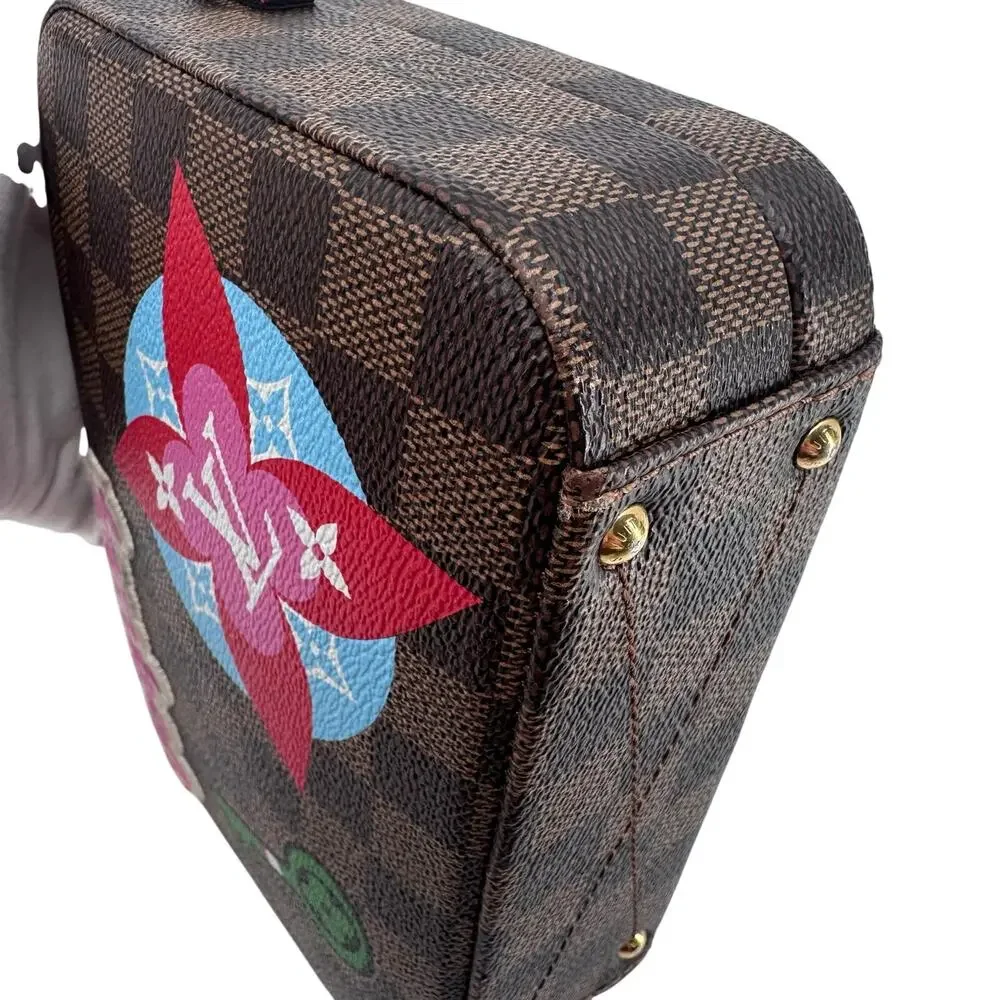 Louis Vuitton LV Damier Ebene Stories Box Trunk Crossbody Bag W/Patches Full Set